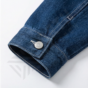 Veste en jean de haute qualité pour homme, col montant, vêtement d'extérieur élégant, logo personnalisable sur le devant, collection tendance - Product Image 6