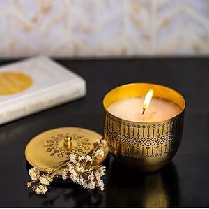 Frascos de Metal Hechos a Mano de la Mejor Calidad Superior con Tapa, Acabado Dorado, Portavelas Personalizables para Decoración del Hogar y Bodas - Product Image 6