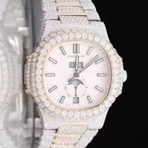 41MM nuevo reloj deportivo de acero inoxidable Icedown VVS Moissanite diamante pantalla analógica cuarzo hecho a mano ajuste brillante moda - Product Image 1