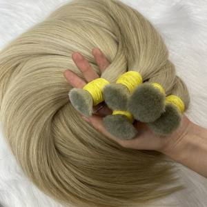 2025 MEILLEURE QUALITÉ SLAVIC BLONDE COULEURS NATUREL DROIT RUSSE EXTENSIONS DE CHEVEUX HUMAINS - Product Image 1