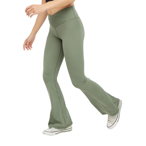 Pantalones con logotipo personalizado para mujer, pantalón de lona acampanado de primavera, cintura elástica media, pantalones planos de oficina para mujer, pantalones de pierna ancha 2026 - Product Image 1