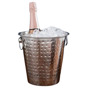 Classic Style Metal Handle Stainless Steel Ice Bucket <b>Hammered</b> Design Beverage Beer Wine Chiller Tub Wholesale Low Price Barware - Product Image 6