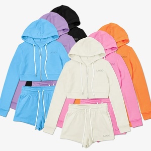 Ensemble de survêtement pour femmes en deux pièces, sweat-shirt court personnalisé, survêtement de sport pour femmes, jogging, survêtement d'été, vêtements pour femmes - Product Image 1