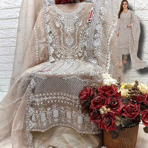 Organza de créateur Shalwar Kameez avec broderie Dupatta Santoon Confort pour des soirées élégantes style pakistanais - Product Image 1