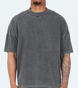 T-shirts vintage surdimensionné de haute qualité délavé à l'acide col rond t-shirt court logo personnalisé 100% coton t-shirt pour hommes - Product Image 1