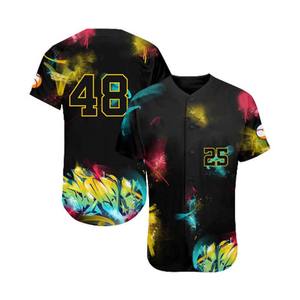 Camiseta de Béisbol de Cuero para Hombre, Diseño Retro con Botones, Bordado Negro, Estilo Antiguo, Calidad, Barata, Venta al Por Mayor Personalizada - Product Image 2
