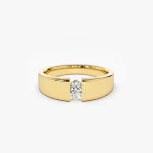 CDJ钻石批发商高品质接龙戒指10k黄金实验室种植钻石订婚戒指时尚复古戒指