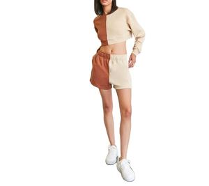 2024 personnalisé ODM femmes XL taille deux pièces ensemble été lavé élastique soie polaire à capuche sweat survêtement pantalon Design plat pour - Product Image 4