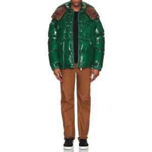 Veste bouffante en coton mince pour hommes pour l'hiver col montant imperméable personnalisable style décontracté revêtement teint en couleur unie - Product Image 6