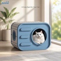 Maison pour chat vintage en forme d'appareil photo, abri intérieur pour animaux de compagnie, cabane pour chat en PP, dôme carré bleu pour 1 à 2 chats