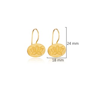 Boucles d'oreilles en or 22 carats de style vintage avec symbole de lotus, fabrication artisanale turque, bijoux en argent 925 pour femmes, vente en gros - Product Image 3