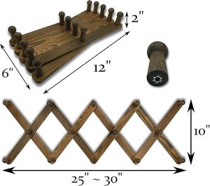 Perchero de madera hecho a mano, colgador de acordeón Vintage, ganchos de madera de pino montados en la pared para expandir ropa, sombrero, bolsa de almacenamiento en habitaciones - Product Image 5