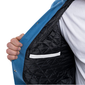 Chaqueta Varsity para Hombre, Cuerpo de Lana, Mangas de Cuero, Cierre de Cremallera, Transpirable, Estilo Bomber con Parches, Uniforme Deportivo - Product Image 3