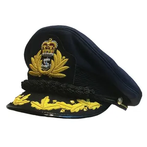 Sombrero de Oficial General personalizado con insignia, bordado de bulón dorado, sombrero de peck, precio barato, tela serge