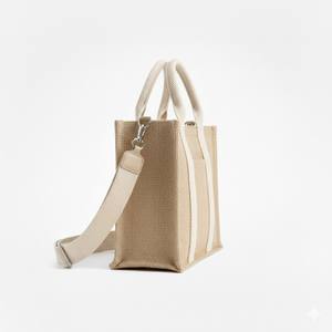 Sac fourre-tout en toile de jute et coton imperméable antivol en gros, fermeture à glissière, poignée d'épaule, motif géométrique, sac de shopping personnalisé - Product Image 5