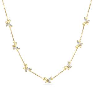 Collier pour femme Jeulia en argent sterling avec papillon doré et zircon - Product Image 1