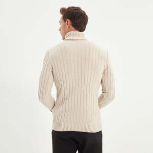 Pulls pour hommes en coton/laine respirants tricotés à la main avec logo personnalisé, service OEM - Product Image 2