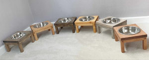 Ensemble de vaisselle pour animaux de compagnie portable fait à la main support de bol pour chien surélevé en bois personnalisé pour application eau/nourriture - Product Image 4