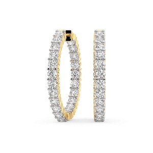 Boucles d'oreilles créoles de luxe en or massif 14K, serties pavé complet de diamants ronds brillants de laboratoire, 1 carat total, couleur F-G, pureté VS, 44 diamants - Product Image 2