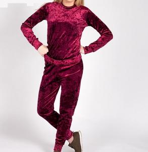 2025 llegada de moda niñas chaqueta de terciopelo y pantalón conjunto de dos piezas vestido transpirable personalizado invierno Crop Top Zip chándales - Product Image 2