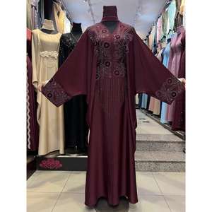 Venta al por mayor: Abaya clásica vintage hecha a mano por diseñadores de moda Meera para mujer, con cuentas, de longitud completa, ropa modesta, Nida premium antipilling. - Product Image 1