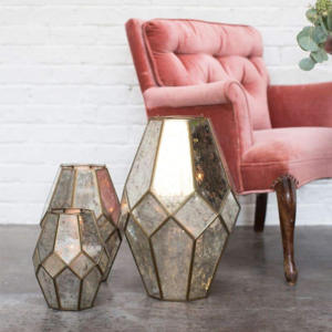 Stylish Golden Metal Framed Mercury Glass <b>Tea</b> <b>Light</b> Holders <b>Lanterns</b> Jars Rectangular Design Handmade for Home Garden Event - Product Image 1