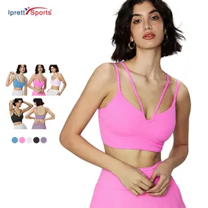 Thin Sling Sports Bras Wholesales Padded Yoga Bras Strappy Tank Tops New Design Fitness Crop Tops