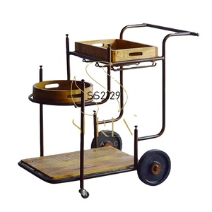 Diseñador indio hecho a mano diseñador estilo único hierro de madera sala de estar rueda de carro hotel y restaurante - Product Image 1