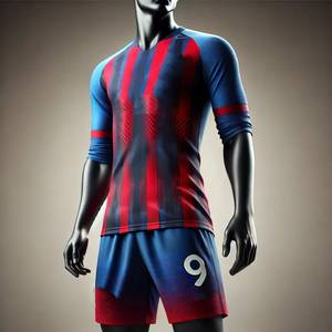 Maillot de sports d'été personnalisé pour hommes polyester respirant col en V ensemble complet d'uniformes de football OEM kits de football d'été pour adultes - Product Image 3