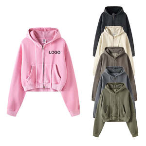 Custom Logo Front Knitted Winter Tank Top Training Jogging Wear Zip-Up <b>Women's</b> <b>Hoodie</b> Jacket Breathable Quick Dry - Product Image 1