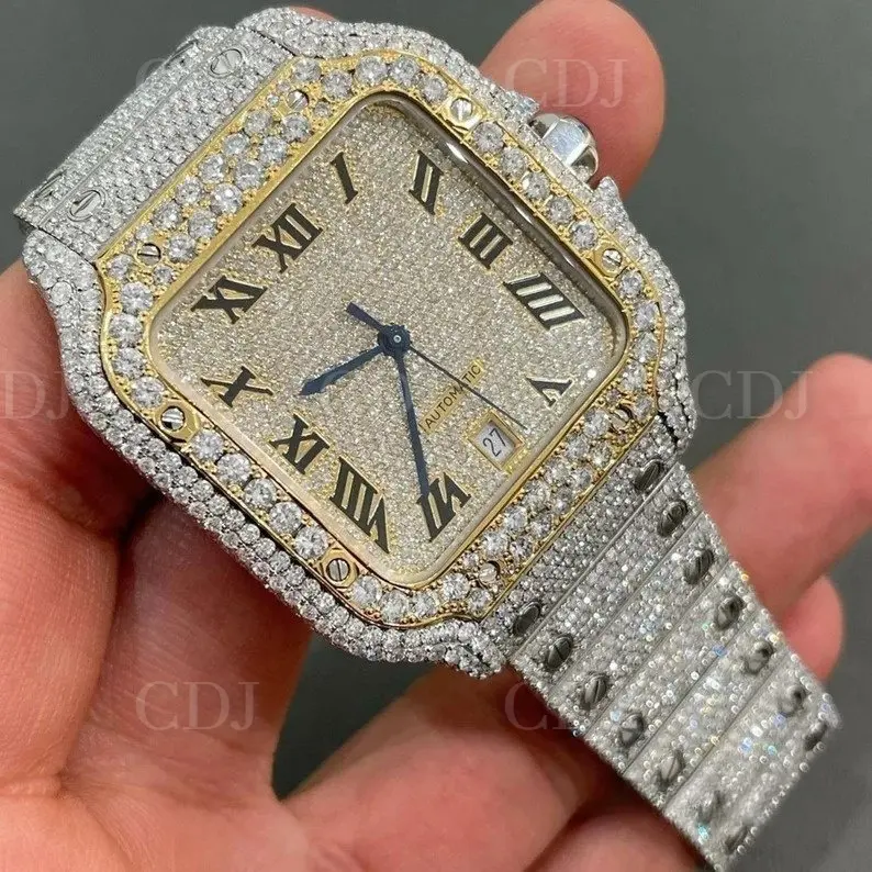 Hip Hop Jewelry Iced Out Diamond Luxury Quartz Wrist Watch Man Stainless Steel Full Diamond On Band Custom Diamond Watch