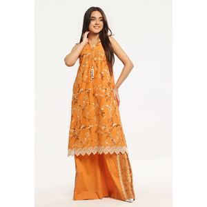 Conjunto de 2 Piezas: Camisa de Gasa Bordada sin Costuras con Pantalón Teñido TL-52086 - Product Image 1