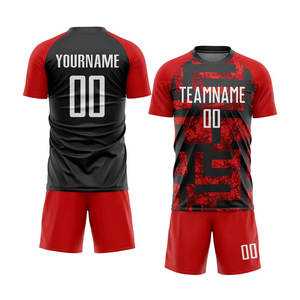 Custom Sublimation Soccer Uniform Jersey Personalized Red White-Black Set with Name and Number Prints Team Sports Outfit - Product Image 1