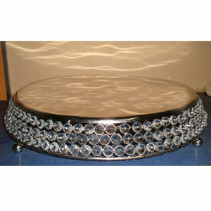 Nouveau gros classique élégant métal cristal perlé gâteau support fait à la main luxueux dessus de table pour les mariages - Product Image 4