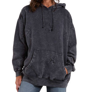 Sudadera con capucha con lavado ácido de invierno personalizada, Jersey desgastado, color sólido, lavado vintage, Sudadera con capucha completa, logotipo personalizado frontal - Product Image 1