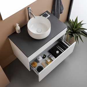 Mobile Bagno Sospeso Moderno Shanghai 80cm in Bianco e Antracite - Set Bagno - Product Image 3