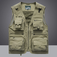 Gilet de pêche tactique pour hommes Gilet de photographe Gilet en maille Cargo Veste sans manches Gilet d'outils