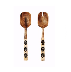Cuchara desechable de madera maciza de acacia con mango de resina, duradera, resistente al calor, apta para lavavajillas, espátula para sopa, vajilla para el hogar - Product Image 6