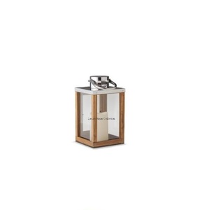 Handcrafted Tabletop Designer <b>Lantern</b> Decorative Wooden and Stainless Steel Material Shiny Polished Admirable Look Candle Holder - Product Image 1