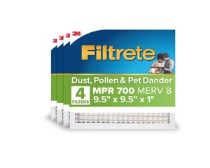 Filtrete 9.5x9.5x1 Filtro de Aire para Horno de Aire Acondicionado, MERV 8, MPR 700, Eficaz Contra el Polen, Optimiza el Flujo de Aire, Paquete de 4 - Product Image 1