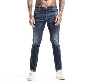 Venta al por mayor de pantalones vaqueros azules de corte recto de cintura media para hombre desgastados rasgados estiramiento suavizante ecológico transpirable High Street - Product Image 1