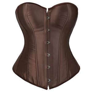 Corsé de satén marrón para moldear el cuerpo, ropa moldeadora de cintura, adelgazante corpiño, lencería para mujer, traje Sexy de moda - Product Image 1