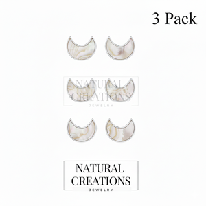 Pendientes de Plata de Ley 925 de Primera Calidad con Perla de Agua Salada en Forma de Luna, Engaste de Bisel de 7MM, Acabado de Alta Calidad, Modernos, Regalo para Bodas y Fiestas - Product Image 2