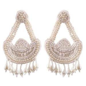 Elegant Handmade Beaded <b>Pearl</b> <b>Drop</b> Dangle <b>Earrings</b> for Women Vintage Boho Statement Jewelry Lightweight Party Accessories Gift - Product Image 1