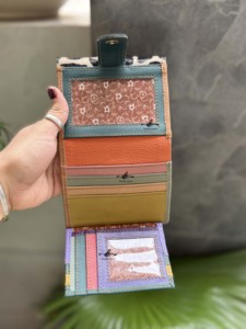Monedero de cuero de piel reciclada de alta calidad, elegante cartera de mano, tarjetero, multicolor, estilo occidental, Unisex - Product Image 6