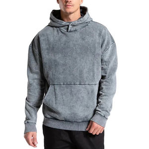 Sweat-shirts pour hommes en coton 100% de taille plus, coupe régulière, brodés, délavés à l'acide, pour l'hiver 2025, mode décontractée sportive - Product Image 1