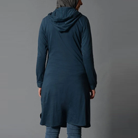 Sudadera con Capucha Larga para Mujer, Estilo Islámico Modesto, para Invierno, Otoño y Verano, 100% Algodón, Felpa Lavada, Bordada con Pedrería, 300 GSM