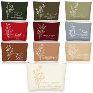 Ventes en gros de trousses à fermeture éclair en toile de coton écologiques et personnalisées, grande capacité, réutilisables, pour le maquillage et les cosmétiques, avec poignée souple - Product Image 1