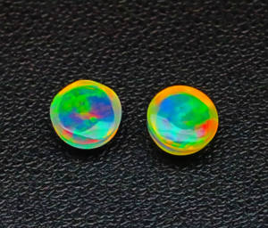 Cabochon d'opale éthiopienne naturelle Pierres précieuses Opale éthiopienne polie lisse Paire Welo Loose Round Shape Multi Fire Stones - Product Image 5