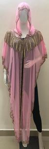 Style de luxe femme vêtements à capuche Poncho haussement d'épaules t-shirt avant ouvert lourd main broderie travail perdre Maxi robe fête visites